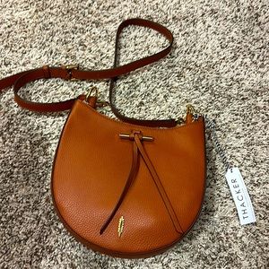 NWT- THACKER Leather Cognac Cross Body Bag